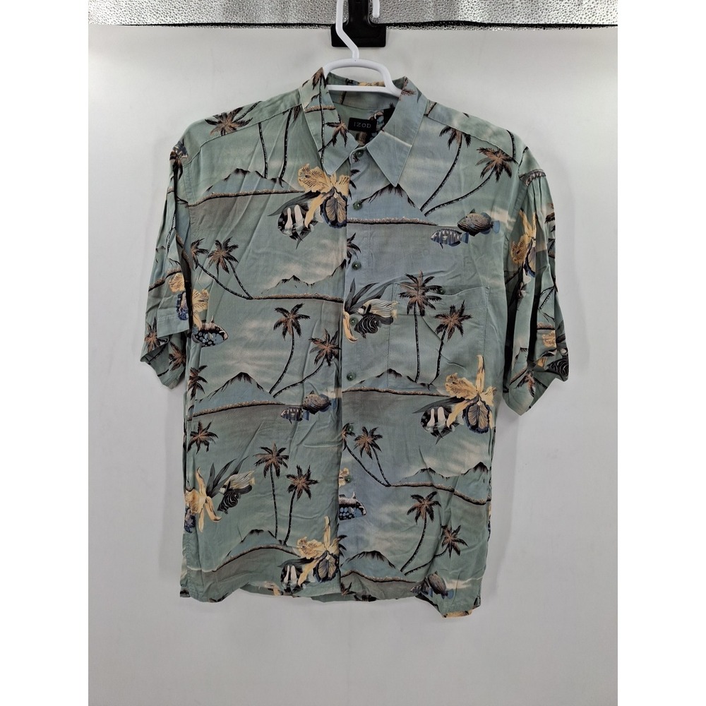 Izod Mens Large AOP HAWAIIAN‎ Shirt